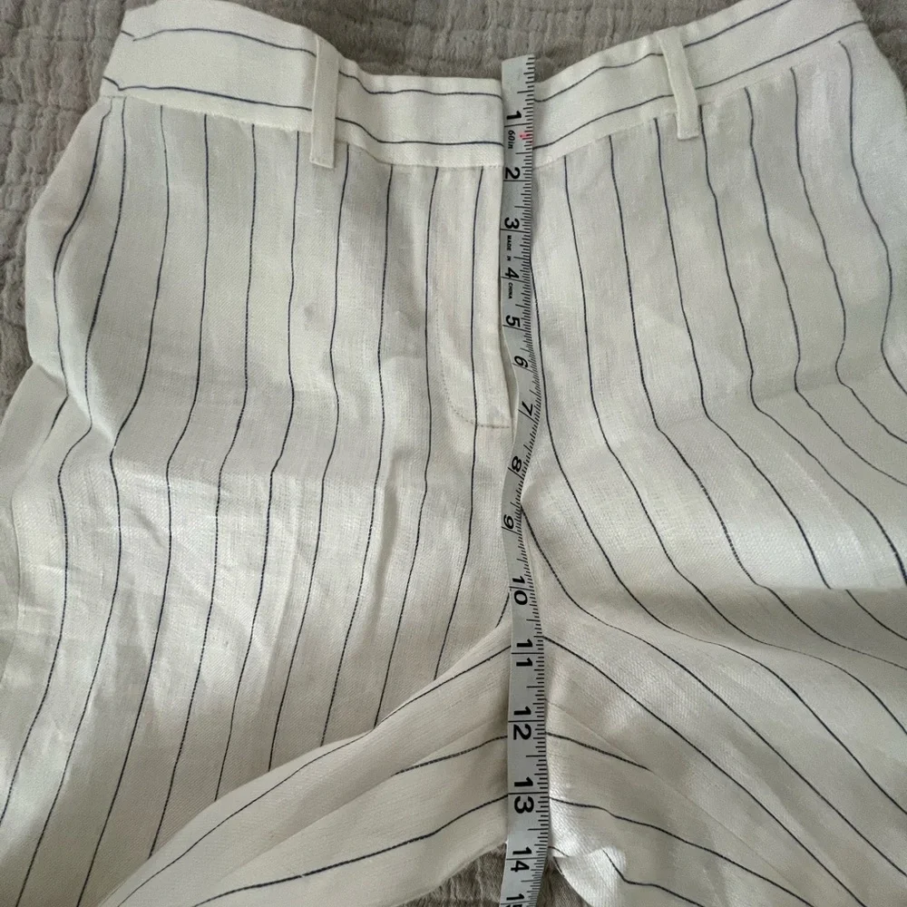 Lafayette 148 Linen White Striped Blazer and Pants Set 2069 - Picture 5 of 12